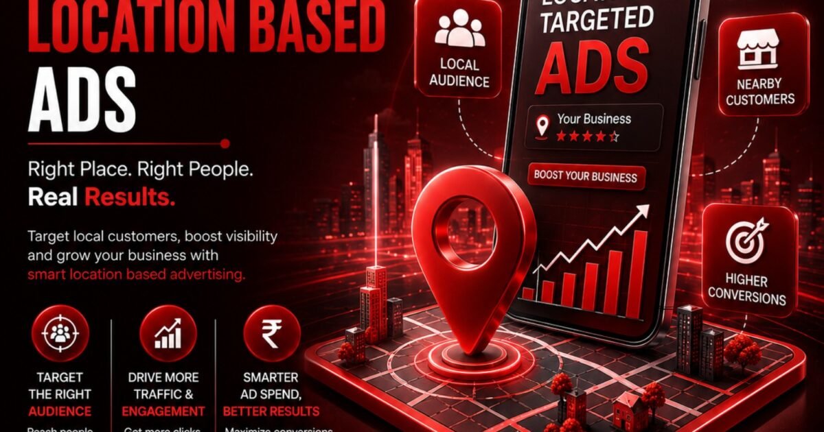 Location-based ads using geo targeting to reach local customers and improve conversions