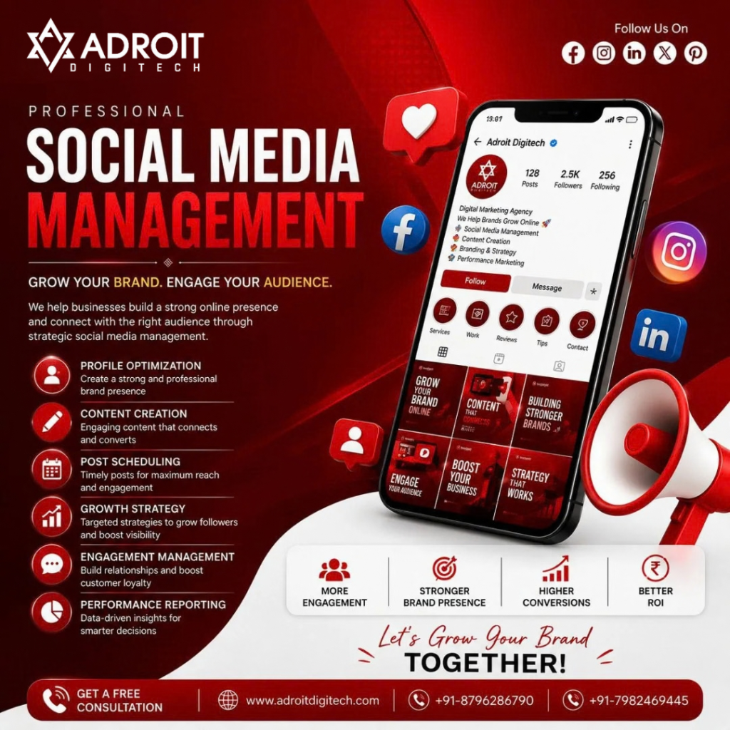 Professional social media management services by Adroit Digitech