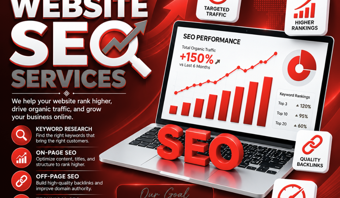 Professional website SEO services showing SEO performance, targeted traffic and higher Google rankings